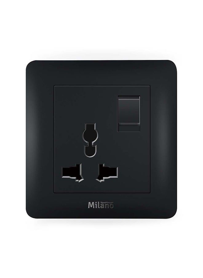 milano Single Universal Socket Made With Polypropylene Colored In Piano Black Electrical Switches Sockets Outlets For Home Appliances L3 X W3Cm Black  - Image 2