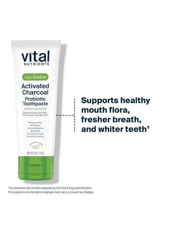 Hyperbiotics Vital Nutrients Hyperbiotics Activated Charcoal Probiotic Toothpaste | Supports Healthy Mouth Flora, Fresher Breath, Whiter Teeth* | Spearmint Flavor | Non-GMO | Gluten, Dairy, Soy Free | 4 oz - Image 4
