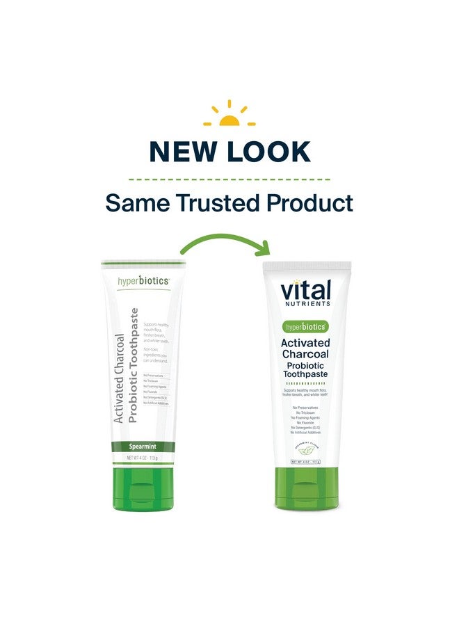 Hyperbiotics Vital Nutrients Hyperbiotics Activated Charcoal Probiotic Toothpaste | Supports Healthy Mouth Flora, Fresher Breath, Whiter Teeth* | Spearmint Flavor | Non-GMO | Gluten, Dairy, Soy Free | 4 oz - Image 3