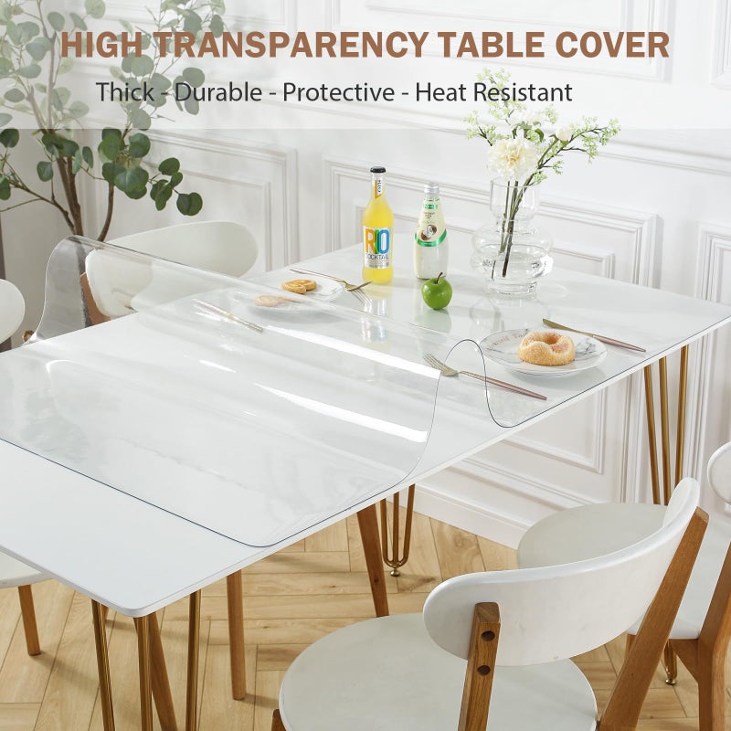 LovePads Clear Table Cover Protector 42 x 84 Inch, 1.5mm Thick Plastic Table Cover, Table Protector for Dining Room Table, Waterproof Vinyl Tablecloth Table Pad Mat for Kitchen, Dresser, Writing Desk - Image 2