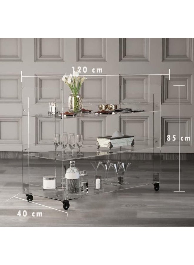 Horoof Market Horoof Home® Elegant Transparent Buffet Trolley – 3-Tier Plexiglass Serving Cart with Spacious Design for Stylish Food Presentation  - Image 3