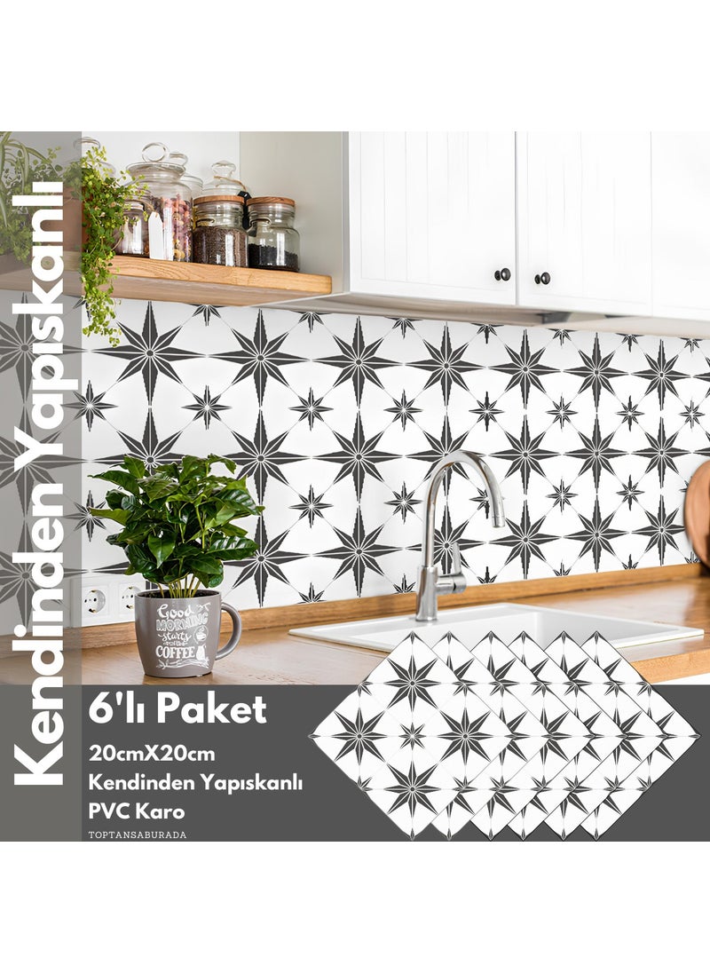 Technosmart 6PCS 20CM×20CM Self Adhesive Wall Covering Kitchen Bathroom PVC Sticker Decoration  - Image 1