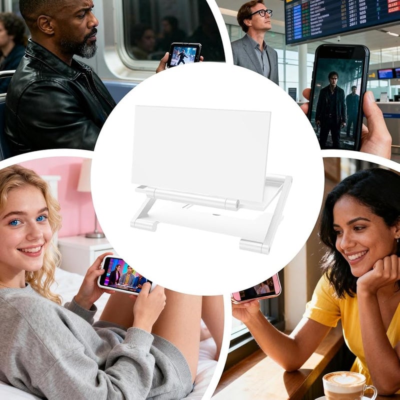 White 8 Inch Foldable Screen Magnifier For Mobile Phone HD Adjustable Amplifier Stand - Image 5