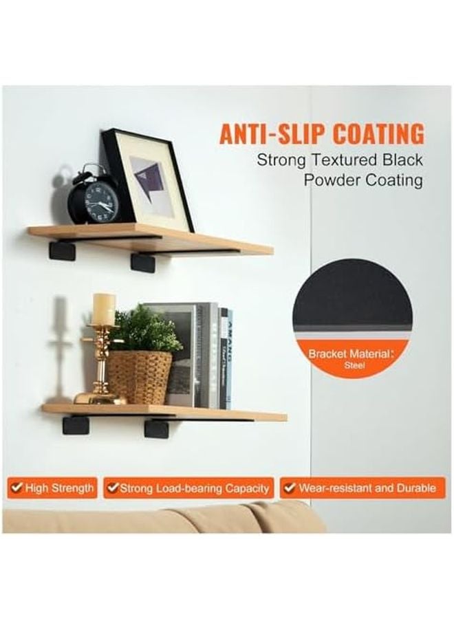 6 Pcs 12 Inch Heavy Duty Floating Shelf Brackets 160 Lbs Capacity Matte Black Steel - Image 5