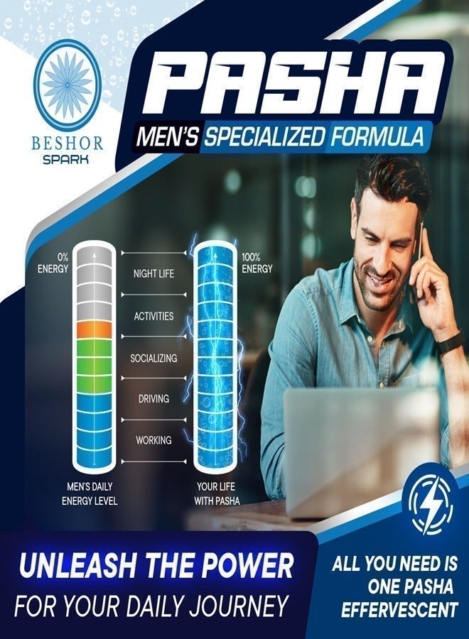 BESHOR Pasha – Multivitamin Effervescent with Ginseng for Men, 4 pack (80 Tablets), Orange & Berry Flavor, Sugar-Free - Image 5