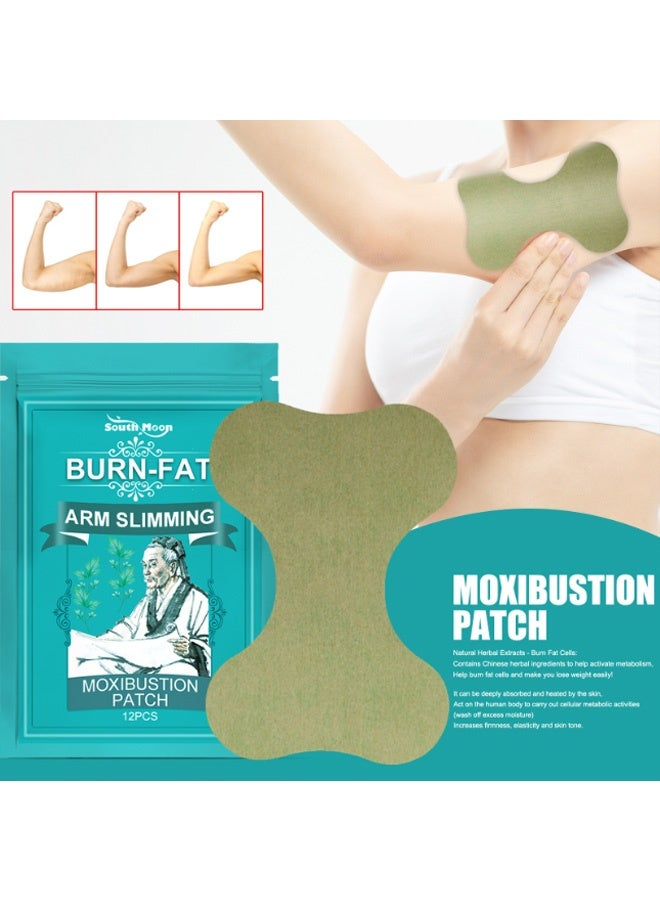 SOUTH MOON 12pcs Flabby Arms Tone Shape Herbal Patch, Burn-Fat Arm Slimming Moxibustion Patch,Moxibustion Patch for Quick Slimming and Shaping, Accelerate Metabolism Tighten Skin Weight Loss Patch - Image 1
