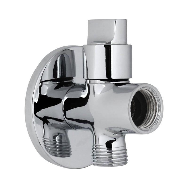 Kamal Brass Tee Valve Cock Flute with Wall Flange | Twin Elbow Valve Faucet | 1/2 Inch BSP Standard Male | Chrome Finish - Silver (Pack of 1) - Image 5