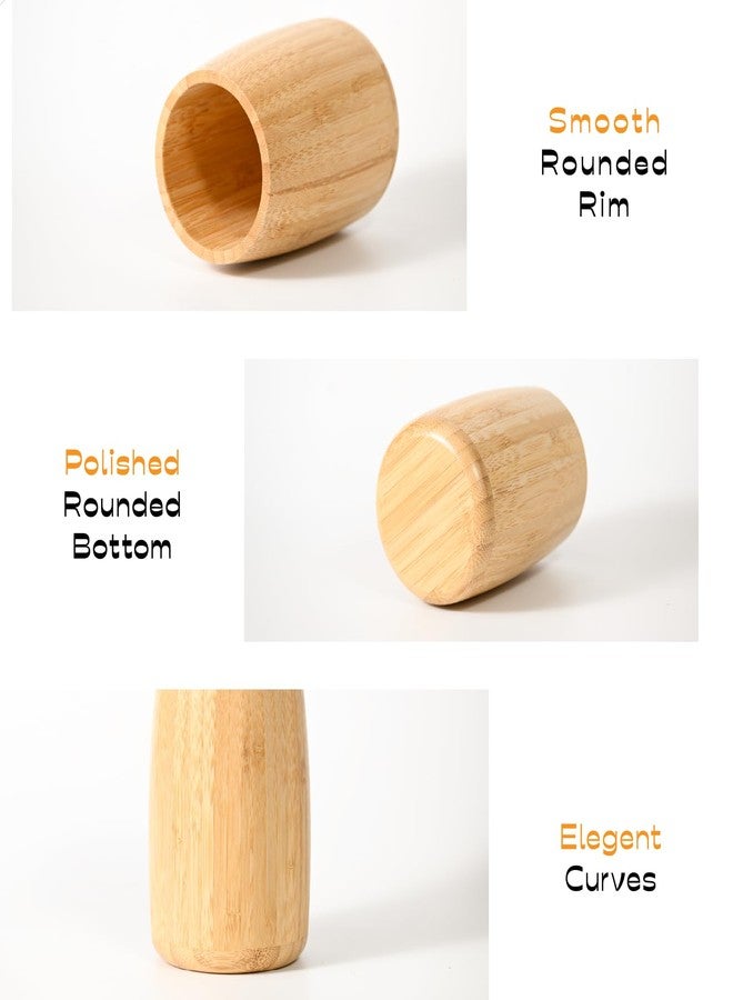 ABBI NIMO Natural Bamboo Toothbrush Holder, Simple Minimal Cylindrical Tumbler for Bathroom Countertop, Unbreakable Makeup Brush or Pen Organizer, Desktop Accessory - Image 3