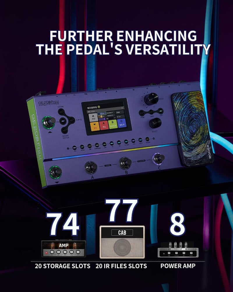 MOOER GE200 Pro Li Amp Modelling Guitar Multi Effects Pedal - Battery Powered Processor for Live and Studio Use - Image 5