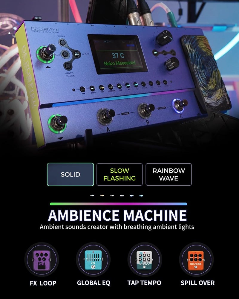 MOOER GE200 Pro Li Amp Modelling Guitar Multi Effects Pedal - Battery Powered Processor for Live and Studio Use - Image 3