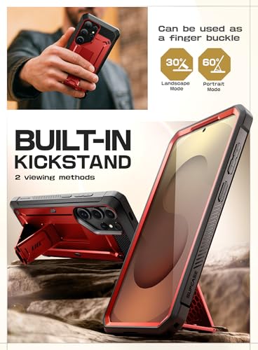 SUPCASE for Samsung Galaxy S25 Ultra Case with Stand (Unicorn Beetle Pro), [2 Front Frames] [Built-in Screen Protector & Belt-Clip] Military-Grade Protection Phone Case for S25 Ultra 6.9 Inch, Ruddy - Image 4