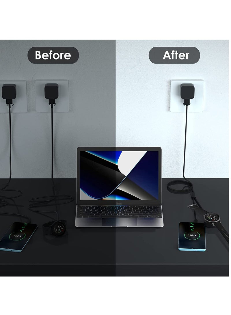 SYOSI Charging Dock 2 in 1 Compatible for Garmin Vivoactive 3 4 4S Fenix 7 7S 7X 6 6S 6X Venu Plus Sq Forerunner 55 45 Instinct Type C Charger Cord Smartphone 120cm  - Image 4