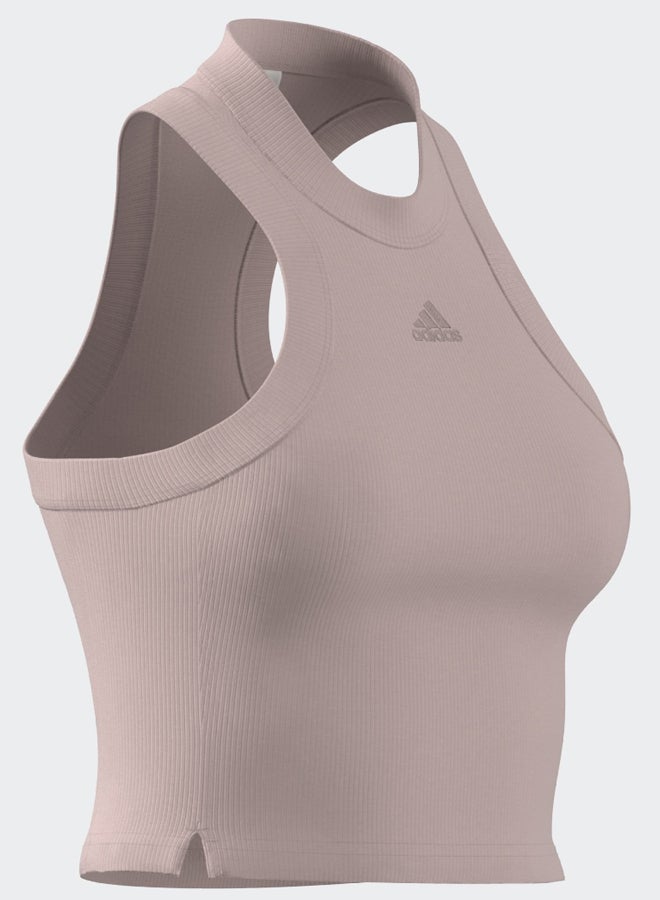 Adidas Lounge Ribbed Crop Tank Top - Image 2