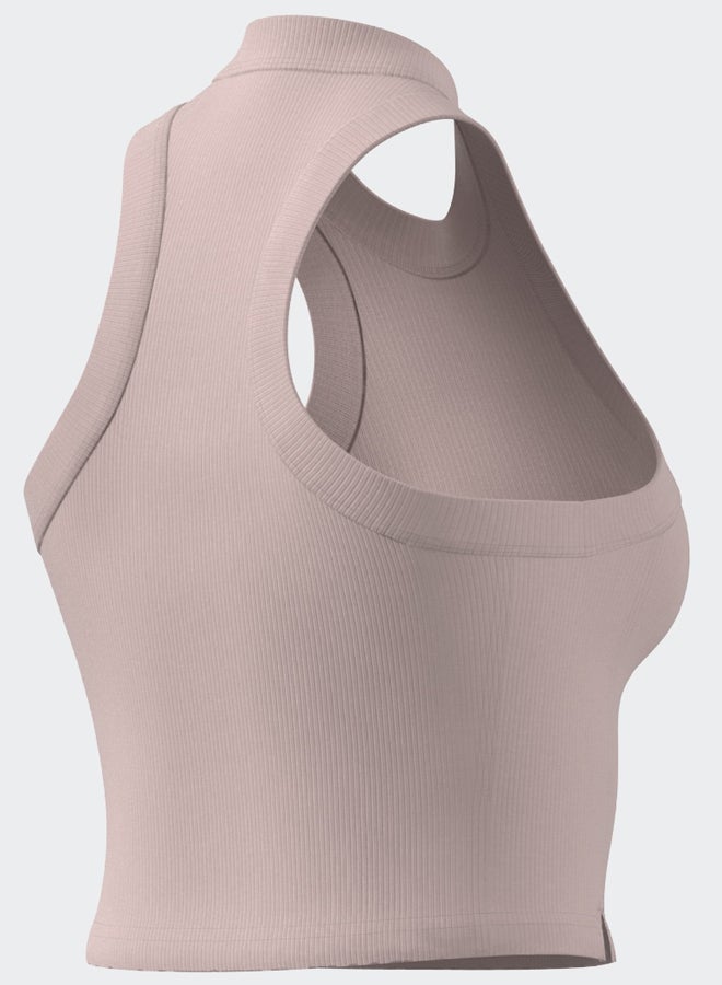 Adidas Lounge Ribbed Crop Tank Top - Image 4