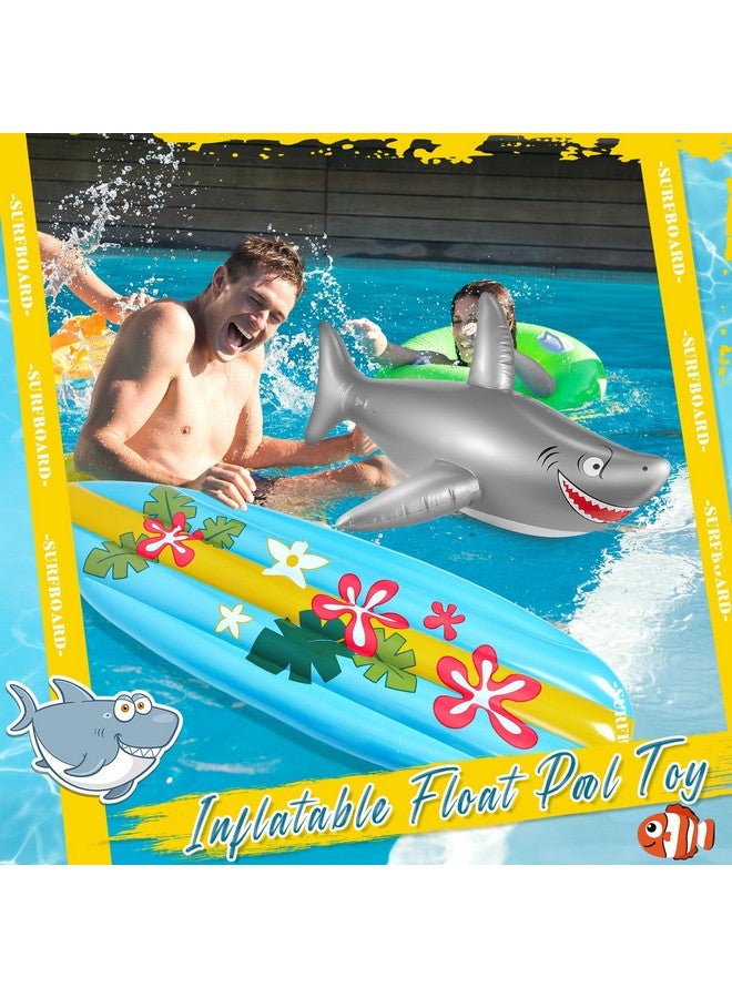 Cunhill 3 Pcs Inflatable Surf Board And Shark Luau Decoration Include 2 Pcs 38.9 In Shark Pool Toy And 60 In Inflatable Surfboard Decor Shark Party Decorations For Adults Boys Girls Surf Beach Party - Image 5