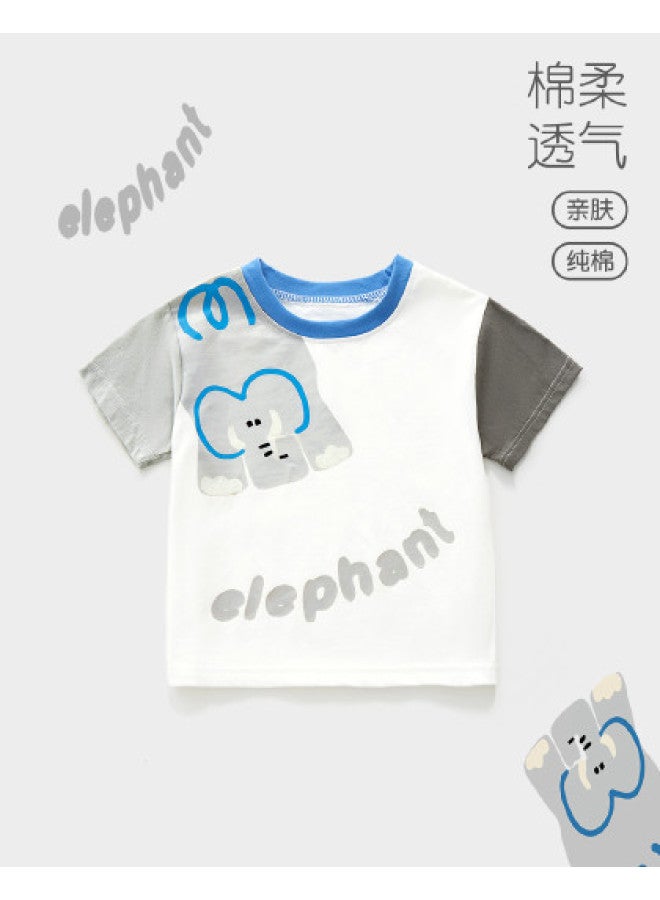 Doxiluka New Boys' Short Sleeve T-shirt - Summer Thin Baby Top Fashion Color Block Half Sleeve Summer Outfit - Image 1