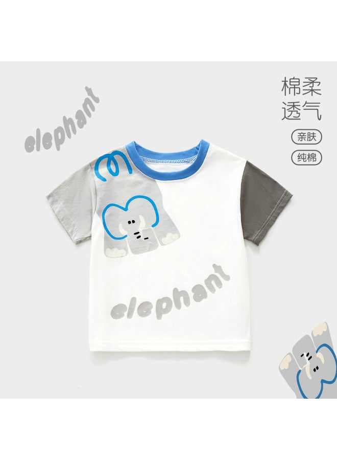 Doxiluka New Boys' Short Sleeve T-shirt - Summer Thin Baby Top Fashion Color Block Half Sleeve Summer Outfit - Image 2