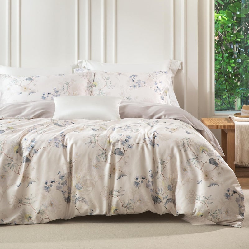MILDLY Queen Size Duvet Cover Set 100% Long-Staple Cotton Luxury Elegant Floral Patten Reversible Comforter Cover Set 3Pcs - Image 1