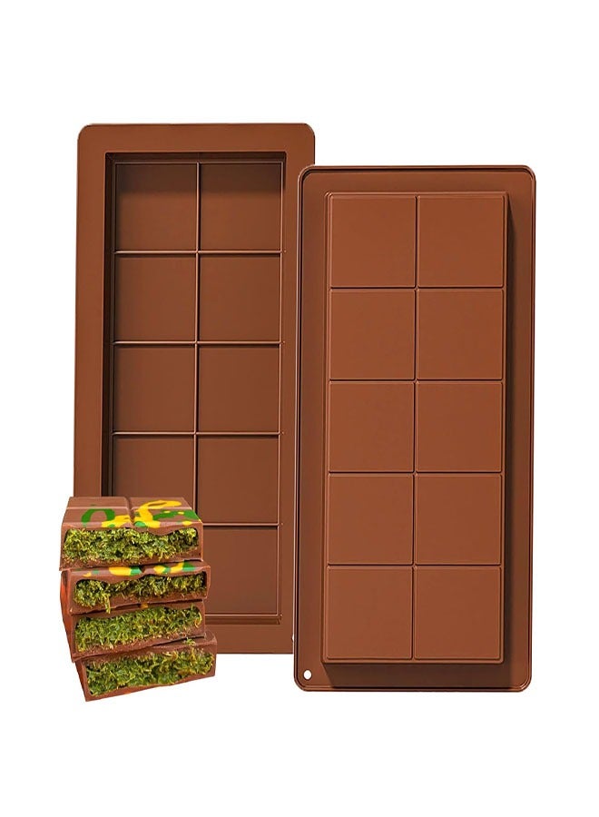 Dubai Chocolate Bar Mold Silicone Chocolate Bar Molds, Deep Rectangular, 2 Pack, Large Size for Stuffed Bars  - Image 1