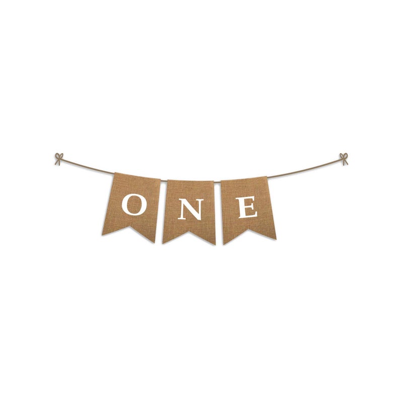 PatchClub ONE High Chair First Birthday Burlap Banner Rustic Theme Decoration for Boy or Girl 1st Birthday Party Supplies - Image 2
