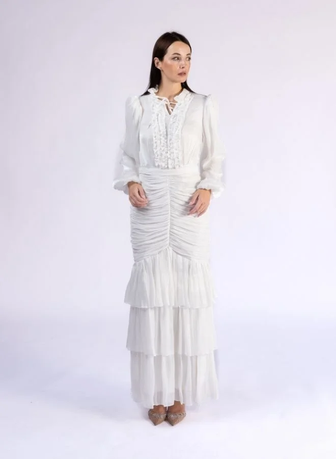 Fashonara Ruffled Draped and Layered Modest Dress