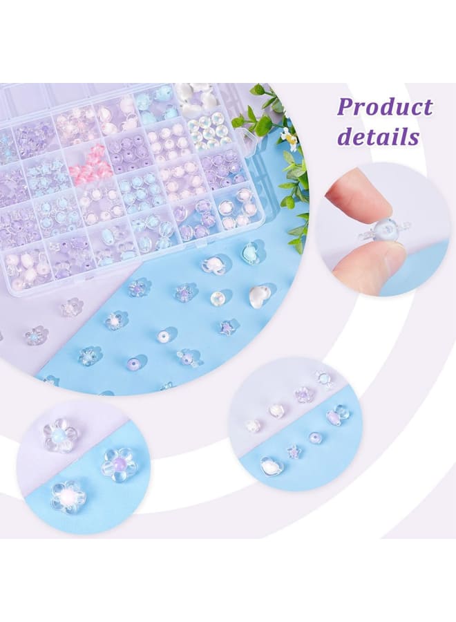 195pcs Acrylic Spacer Beads 8 Styles Bead-in-Bead Spacer Beads 3 Colors Lampwork Loose Beads Transparent Craft Beads for Hair Braids Lanyard Wrist Strap Necklace Jewelry Making, 2mm Hole - Image 4