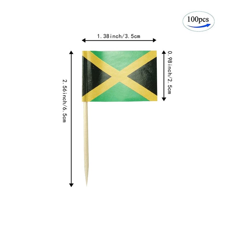 mflagperft Jamaica Flag Jamaican Small Toothpick Flag Decor Mini Cupcake Toppers Cocktail Food Flags Decorations (100 pcs) - Image 2