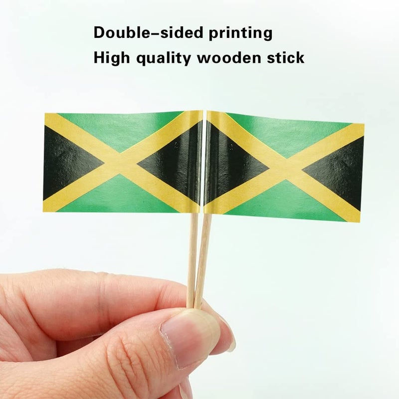 mflagperft Jamaica Flag Jamaican Small Toothpick Flag Decor Mini Cupcake Toppers Cocktail Food Flags Decorations (100 pcs) - Image 3