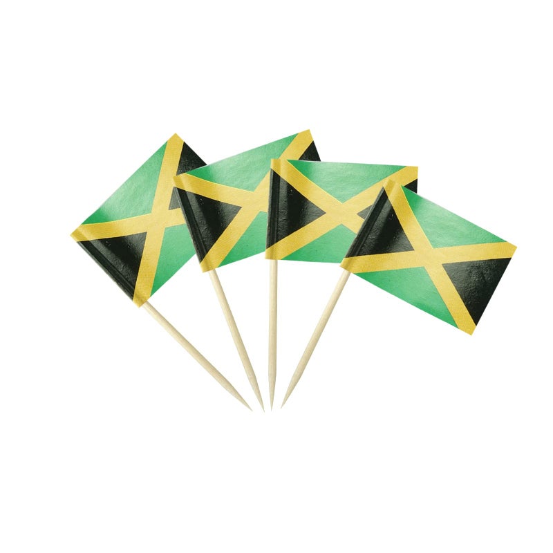 mflagperft Jamaica Flag Jamaican Small Toothpick Flag Decor Mini Cupcake Toppers Cocktail Food Flags Decorations (100 pcs) - Image 1