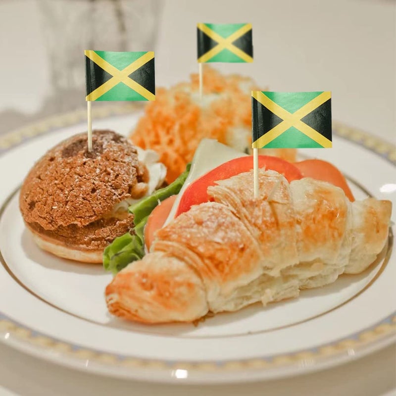 mflagperft Jamaica Flag Jamaican Small Toothpick Flag Decor Mini Cupcake Toppers Cocktail Food Flags Decorations (100 pcs) - Image 4