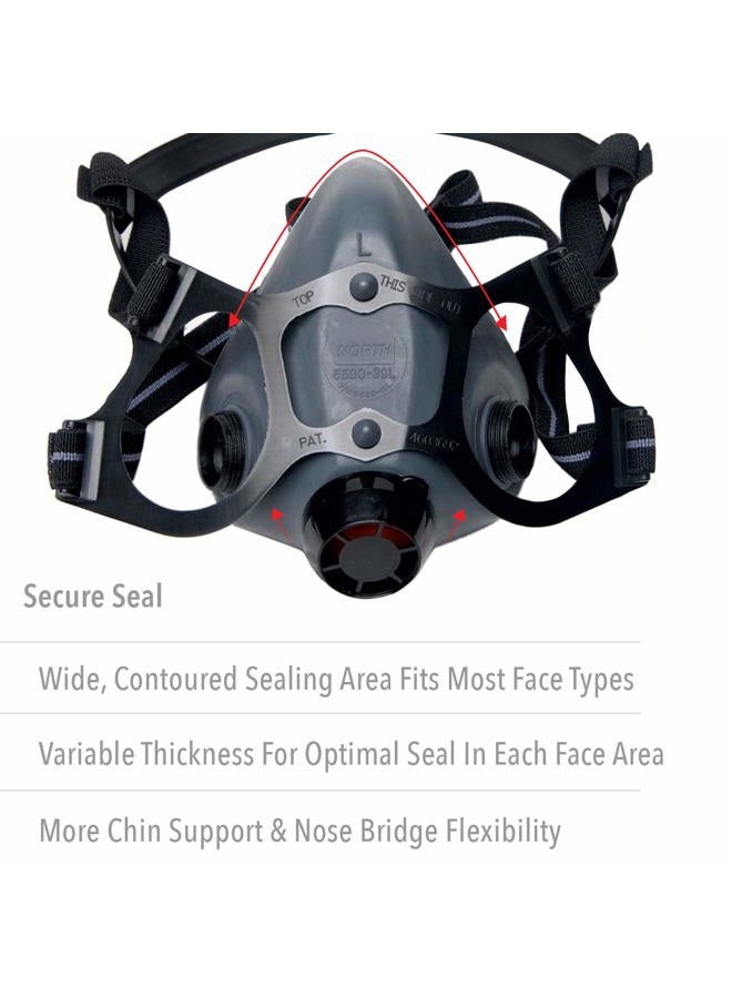 North Safety 550030L 5500 Series Low Maintenance Half Mask Respirator, 1 each, Cartridge Not Included - Image 3