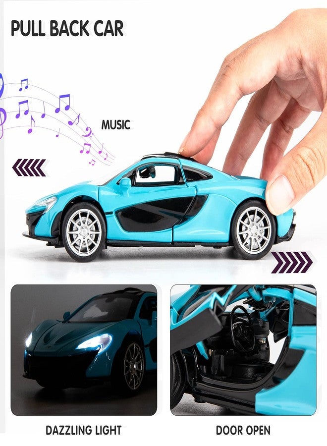 TONIRY Scale Exclusive Alloy Metal Pull Back Die-cast Car Model with Sound Light Mini Auto Toy for Kids Metal Model Toy Car with Sound and Light (1:32 Scale MCLAREAN P1- Blue) - Image 3