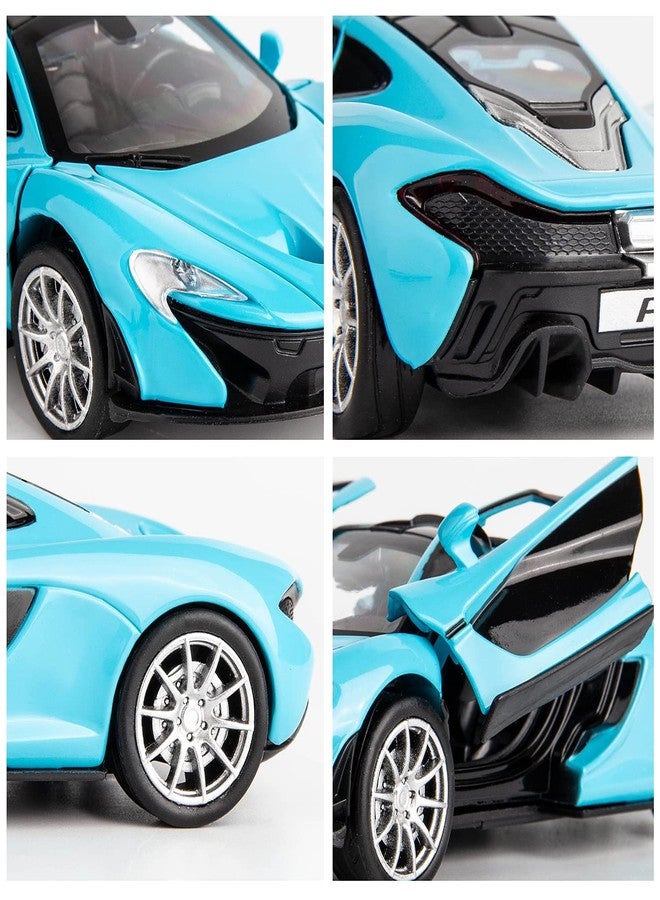 TONIRY Scale Exclusive Alloy Metal Pull Back Die-cast Car Model with Sound Light Mini Auto Toy for Kids Metal Model Toy Car with Sound and Light (1:32 Scale MCLAREAN P1- Blue) - Image 4