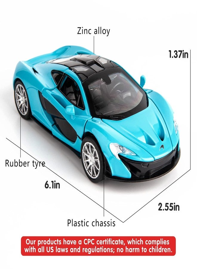 TONIRY Scale Exclusive Alloy Metal Pull Back Die-cast Car Model with Sound Light Mini Auto Toy for Kids Metal Model Toy Car with Sound and Light (1:32 Scale MCLAREAN P1- Blue) - Image 2