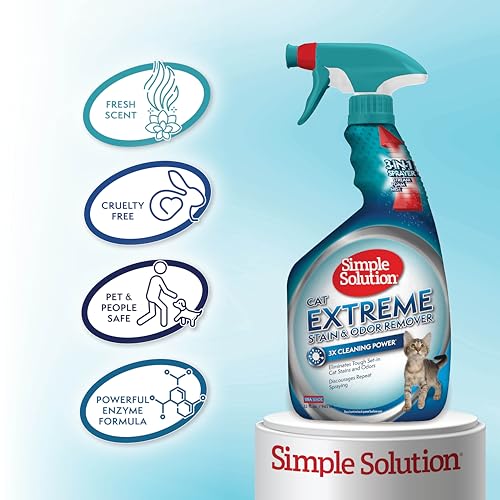 Simple Solution Extreme Cat Stain Eliminator for Strong Odor, Pet Odor Eliminator for Home, Stain Remover for Cats, Kitten Essentials, Floor Cleaner, Urine Destroyer, Carpet Cleaner Spray, 32oz - Image 5
