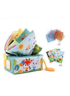 Baby Tissue Box Toy, Tissue Box Toy for Babies 6 to 12 Months, Soft Infant Newborn Toddlers Sensory Toys,Magic Tissue Box Baby Toy or Baby Kids Educational Preschool Learning Baby blue