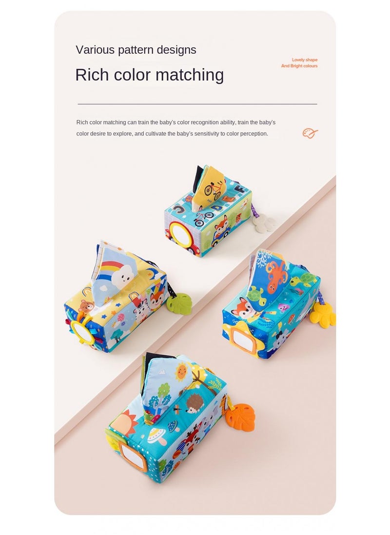 Generic - Baby Tissue Box Toy, Tissue Box Toy for Babies 6 to 12 Months, Soft Infant Newborn Toddlers Sensory Toys,Magic Tissue Box Baby Toy or Baby Kids Educational Preschool Learning Baby blue - Image 1