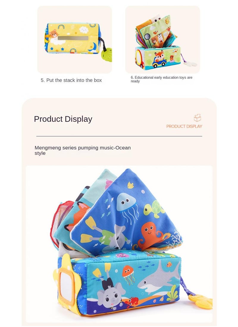 Generic - Baby Tissue Box Toy, Tissue Box Toy for Babies 6 to 12 Months, Soft Infant Newborn Toddlers Sensory Toys,Magic Tissue Box Baby Toy or Baby Kids Educational Preschool Learning Baby blue - Image 1
