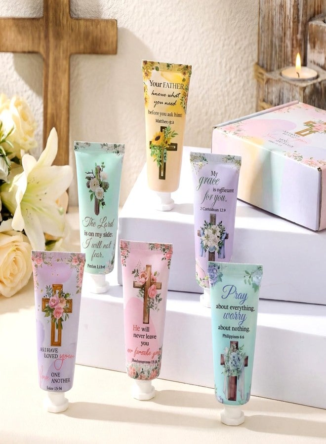 Heigble 6 Pcs Christian Gifts Bulk for Women Valentine's Day Cross Hand Cream Bulk Travel Size Easter Bible Verse Gifts Jesus Religious Scripture Faith Party Favors for Sunday Prayer Church Mothers - Image 2