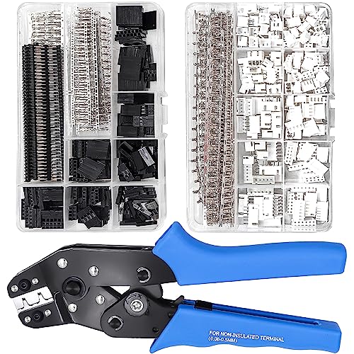 Taiss Dupont Crimping Tool Kit Ratcheting Wire Crimper with 2.54mm 600PCS Dupont Connectors and 560PCS JST XH Connectors,Dupont Crimper,JST Crimper(0.08-0.5mm² 28-20AWG) - Image 1