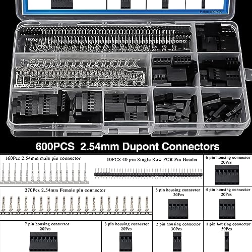 Taiss Dupont Crimping Tool Kit Ratcheting Wire Crimper with 2.54mm 600PCS Dupont Connectors and 560PCS JST XH Connectors,Dupont Crimper,JST Crimper(0.08-0.5mm² 28-20AWG) - Image 4