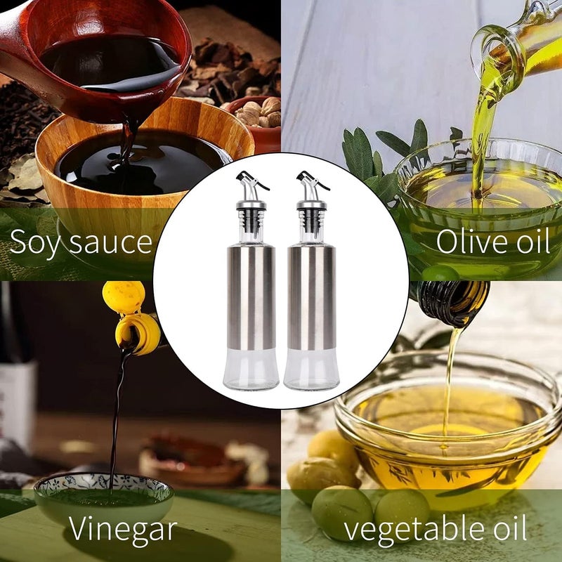 SQINELLI Italian Glass Oil dispenser 1000 ml, Pack of 2, Oil bottle for kitchen 1 Litre glass, Oval transparent (TT Steel 500 x 2 with Funnel) - Image 5