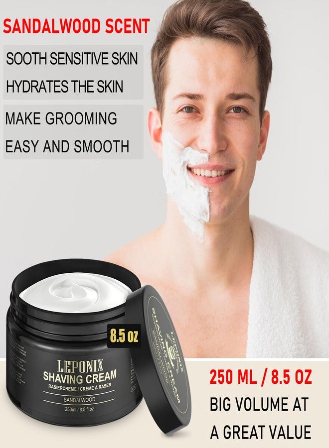 LEPONIX Shaving Cream Mens – 8.5oz Extra Large Shave Cream - Rich Lather Prevents Razor Burn & Irritation, Moisturizes Dry Skin - Gentle Formula for Seniors - Secret Santa Gifts - Image 2