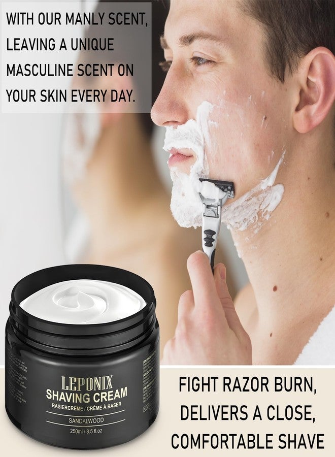 LEPONIX Shaving Cream Mens – 8.5oz Extra Large Shave Cream - Rich Lather Prevents Razor Burn & Irritation, Moisturizes Dry Skin - Gentle Formula for Seniors - Secret Santa Gifts - Image 4