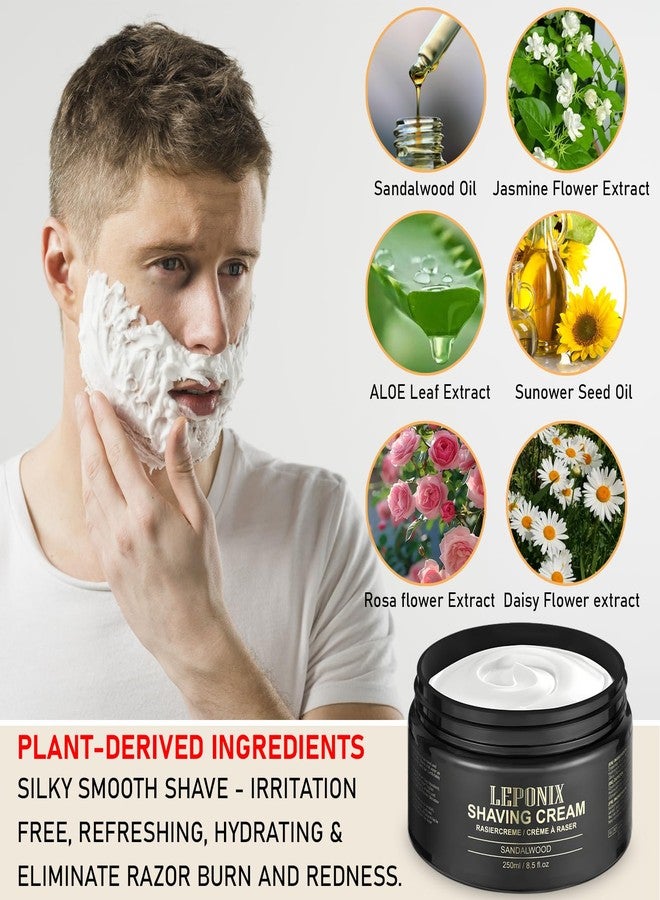 LEPONIX Shaving Cream Mens – 8.5oz Extra Large Shave Cream - Rich Lather Prevents Razor Burn & Irritation, Moisturizes Dry Skin - Gentle Formula for Seniors - Secret Santa Gifts - Image 5