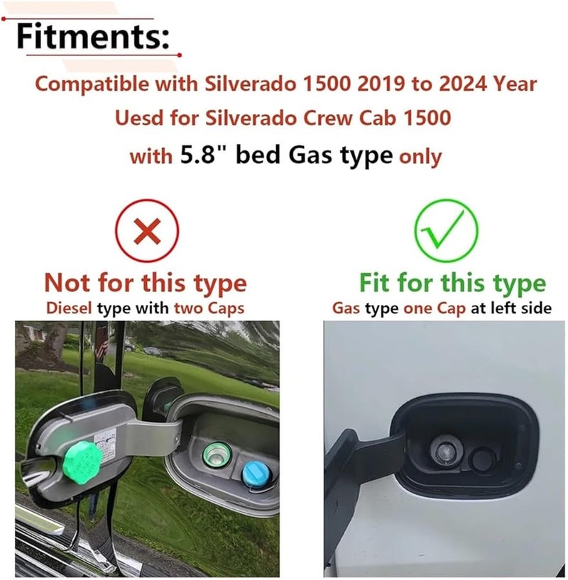 غطاء خزان الوقود المعدني، أنبوب التعبئة، غطاء التثبيت، برغي لسيارة شيفروليه سيلفرادو 1500 2019-2024، سرير 5.8 قدم - Image 3