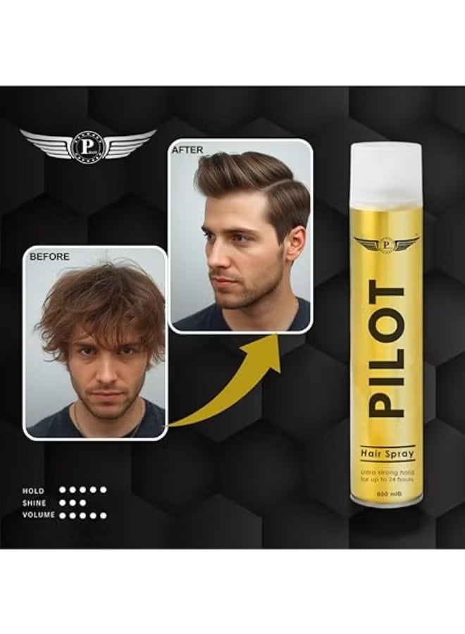 PILOT Hair Spray 600 ml – Long Lasting Styling Spray, Up to 24-Hour Hold, Professional Salon Finish - Image 2