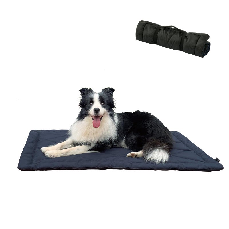 GNarbor Rollup Camping Outdoor Dog Bed,Portable Dog Travel Mat with Carry Handles for Medium Large Dogs Waterproof Washable Pet Pad,42 * 28â€Dark Blue - Image 1