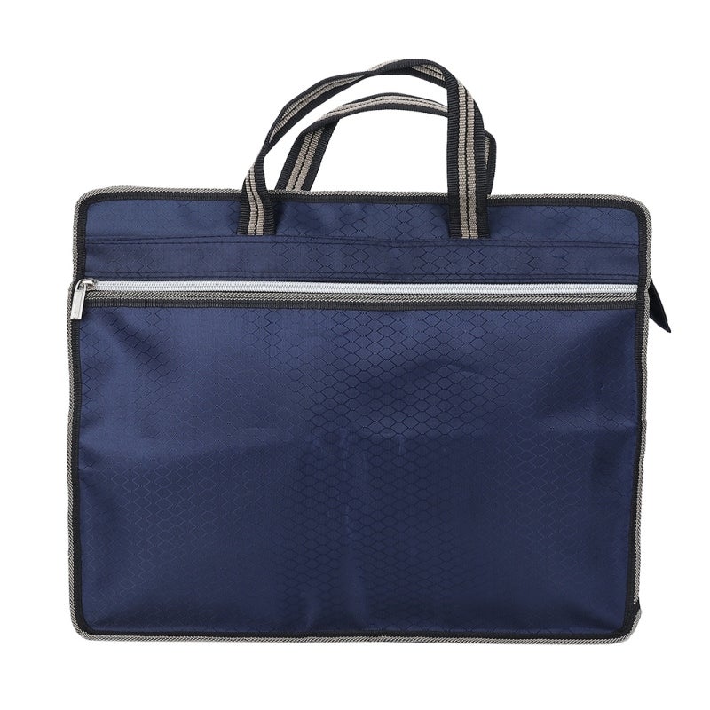 Portable Waterproof Oxford Cloth File Bag Zippered Business Meeting Document Organizer (Blue) - Image 1