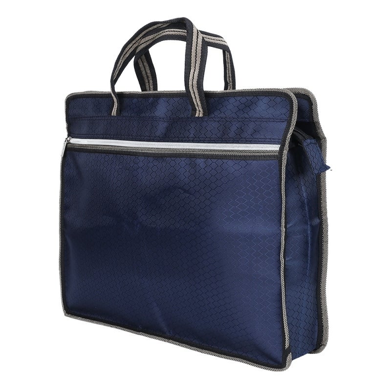 Portable Waterproof Oxford Cloth File Bag Zippered Business Meeting Document Organizer (Blue) - Image 2